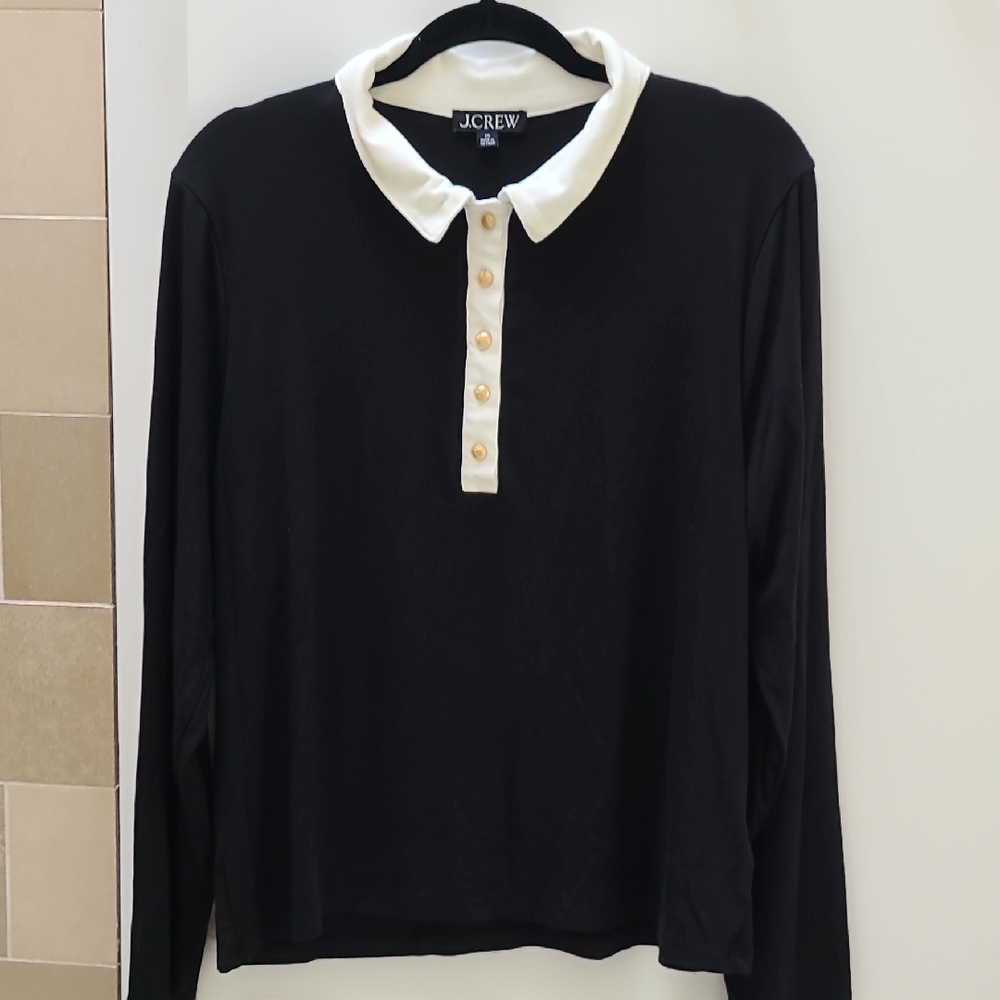 J Crew Contrast Collar Knit Top